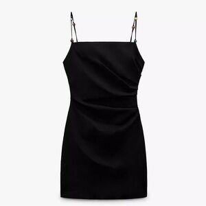 Zara Linen Blend Black Dress